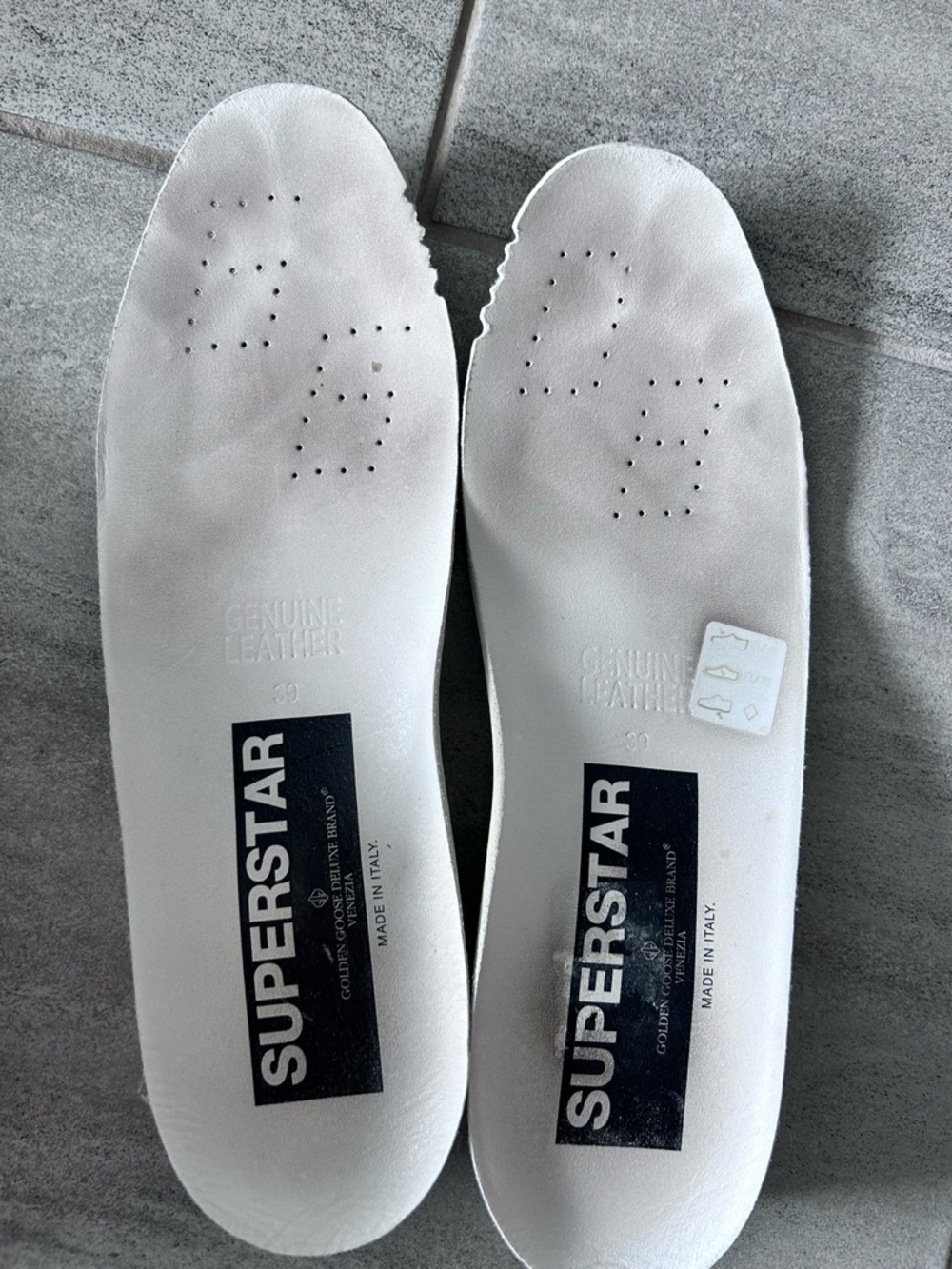 Golden Goose Superstar Sneakers Blue Star Glitter Heel White Leather Size 39 - Picture 11 of 16